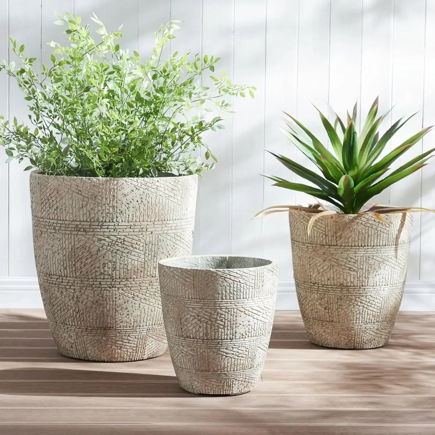Large Outdoor Planter ,17.7"+13.3"+9.5" Dia Round Concrete Planter Set of 3