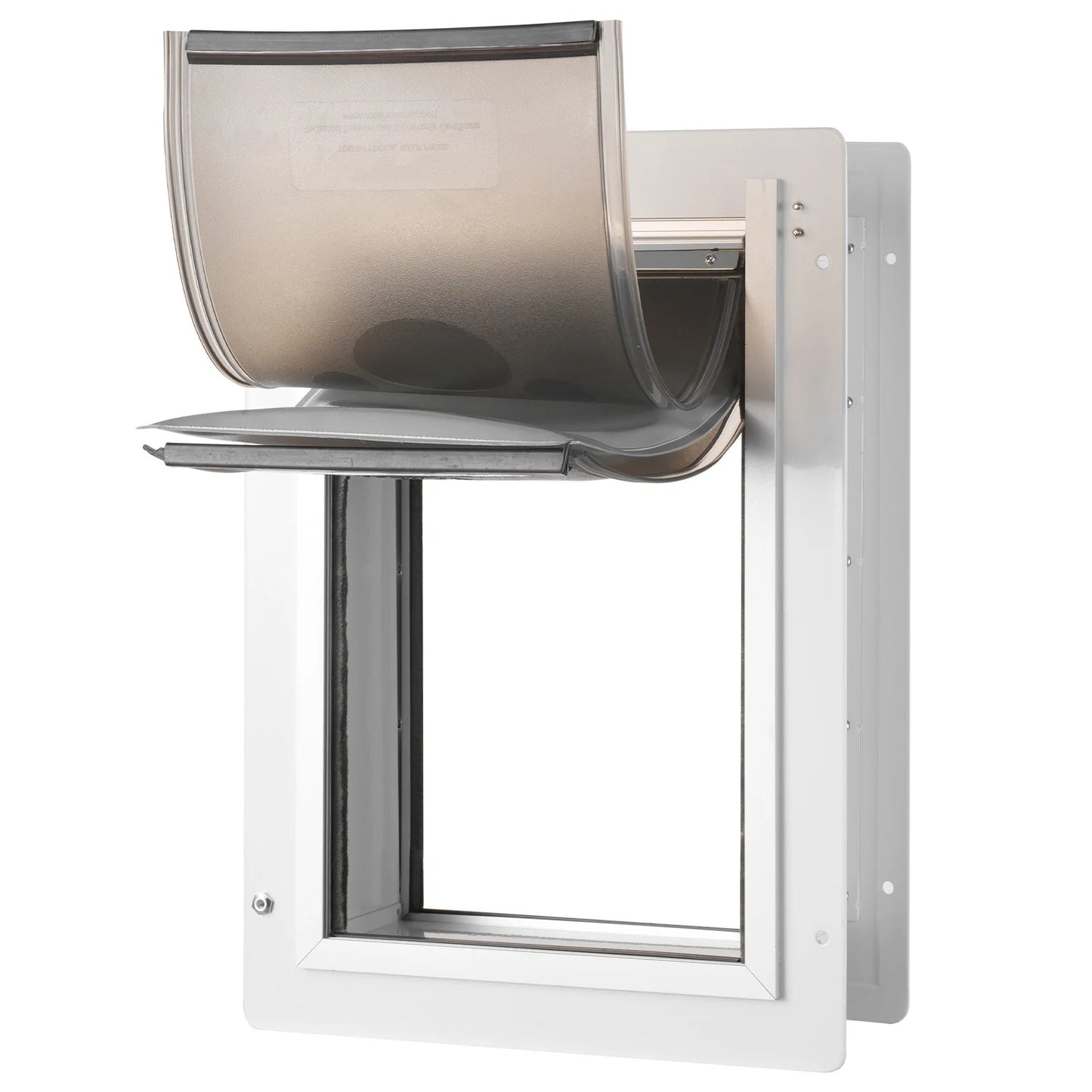 SucceBuy Pet Door Metal Frame with Lock and 3-Flap System Weatherproof Doggy Door Easy to Install in Interior or Exterior Walls