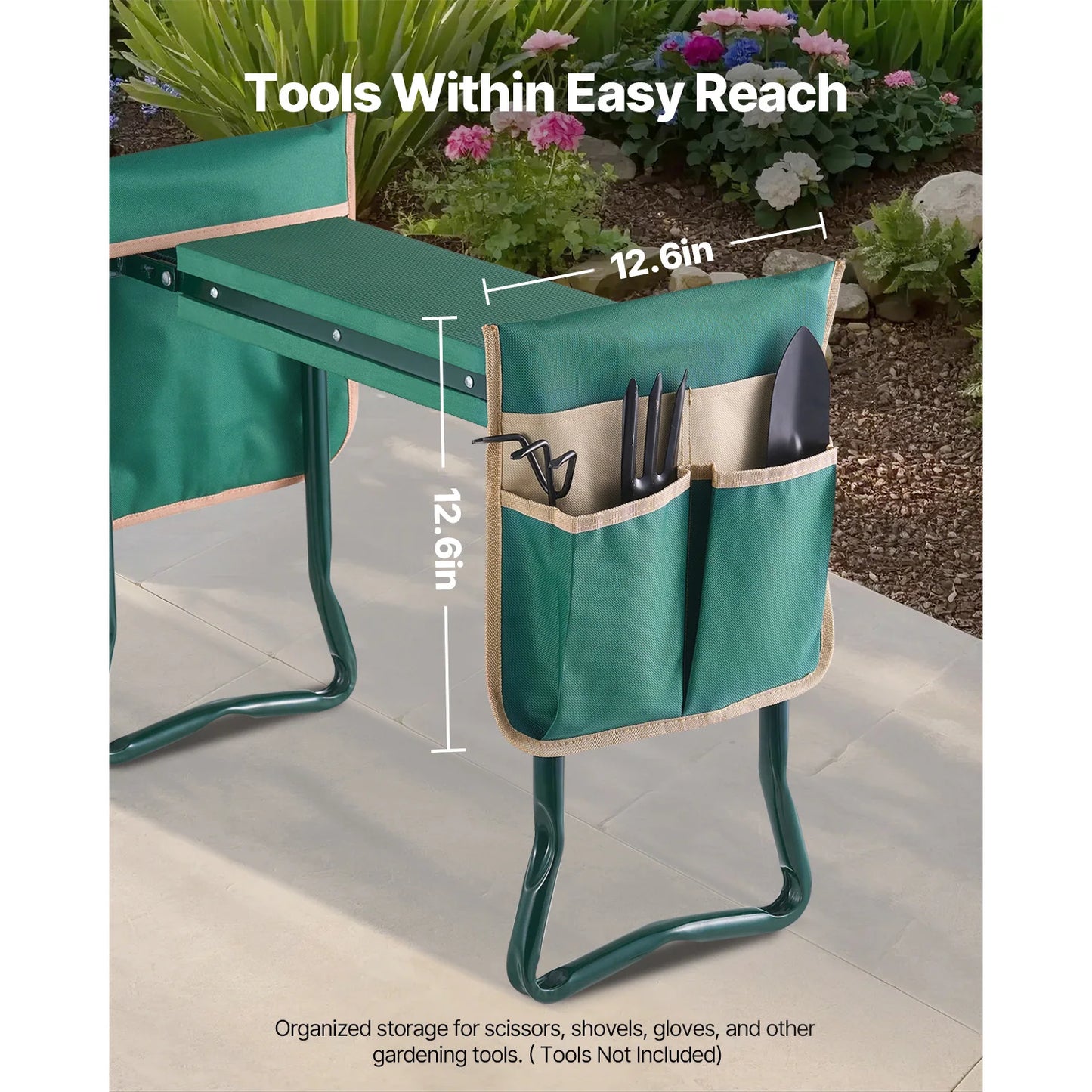 SucceBuy Garden Kneeler Seat 6 Inch Wide With 2 Tool Bags