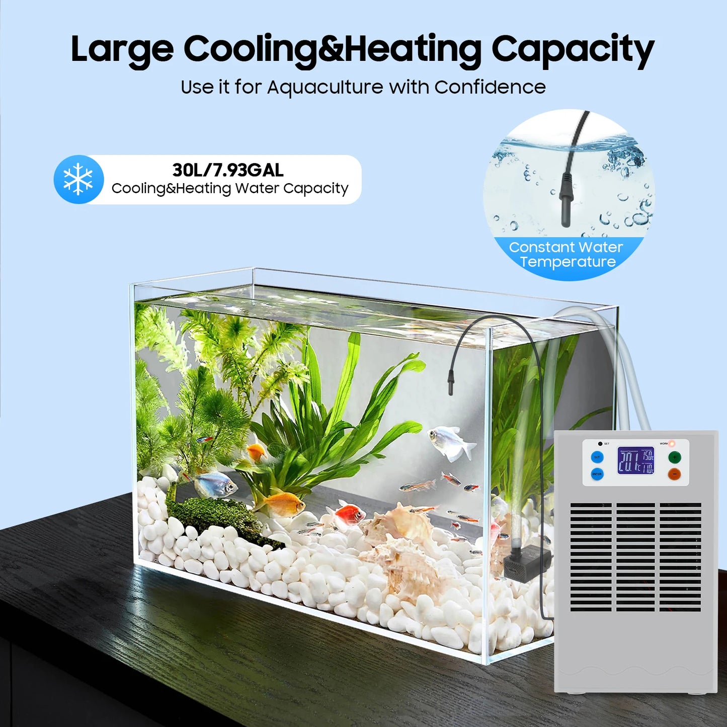 100W Fish Tank Hot Cold Water Machine With LED Display