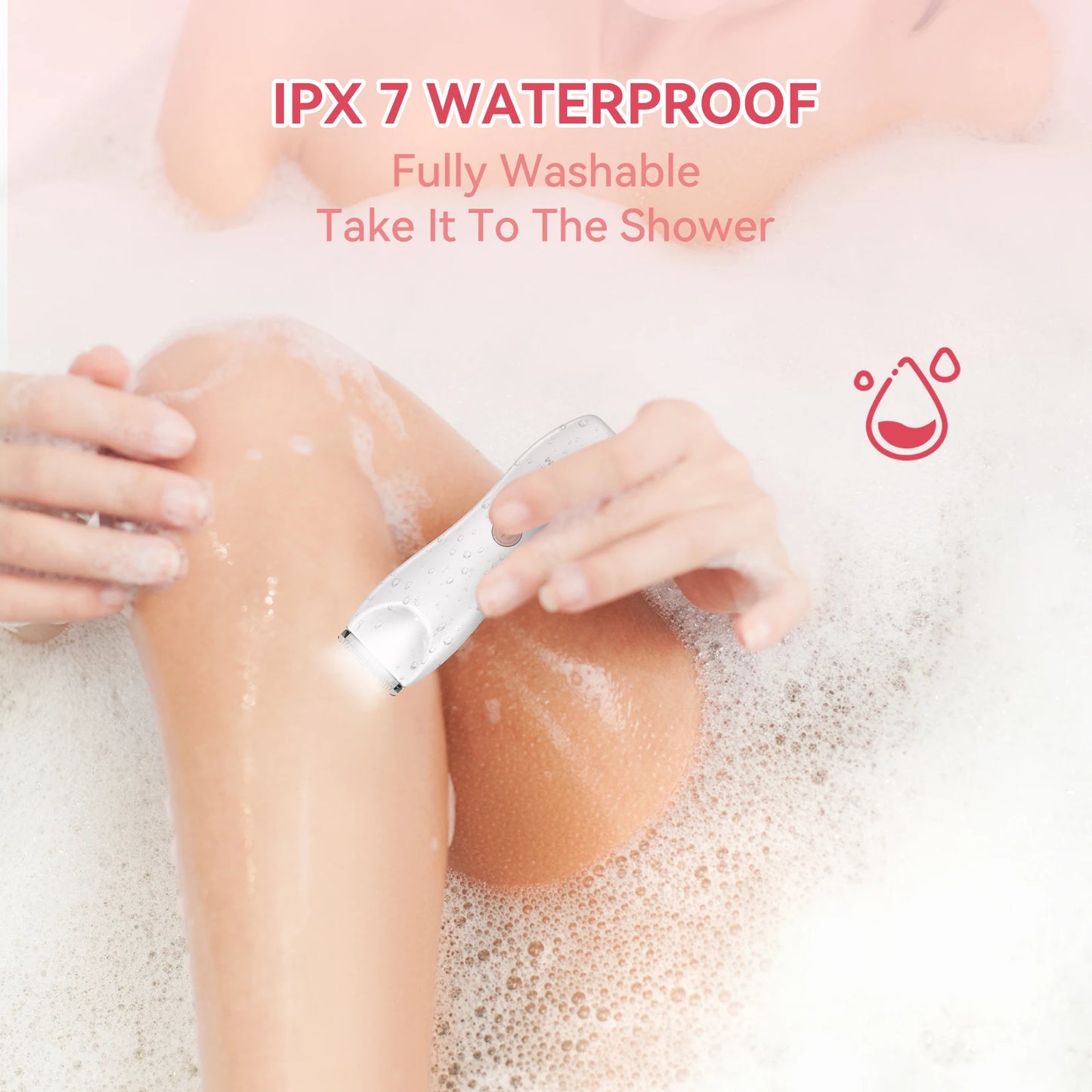 MAXGROOM Bikini Trimmer for Women IPX7 Waterproof Body Underarm Legs Pubic Hair Trimmer Detachable Head Painless Electric Shaver