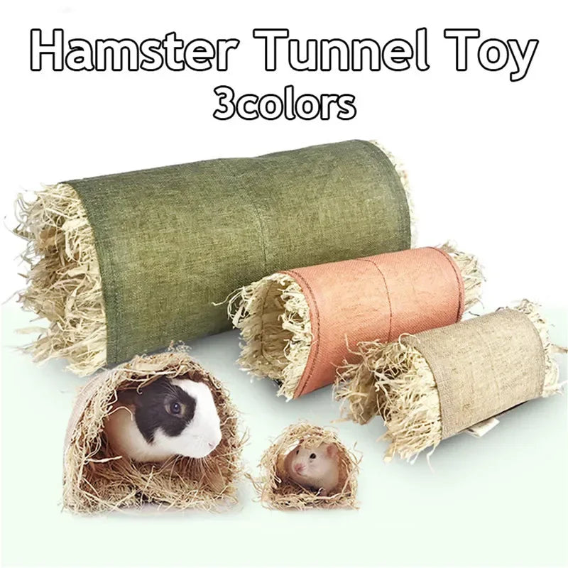 Rabbit Hideaway Toy Grass Straw Bunny Toy Tunnel Hamster Accessories For Guineapig Chinchilla Ferret Rats Rodent Cage NEW