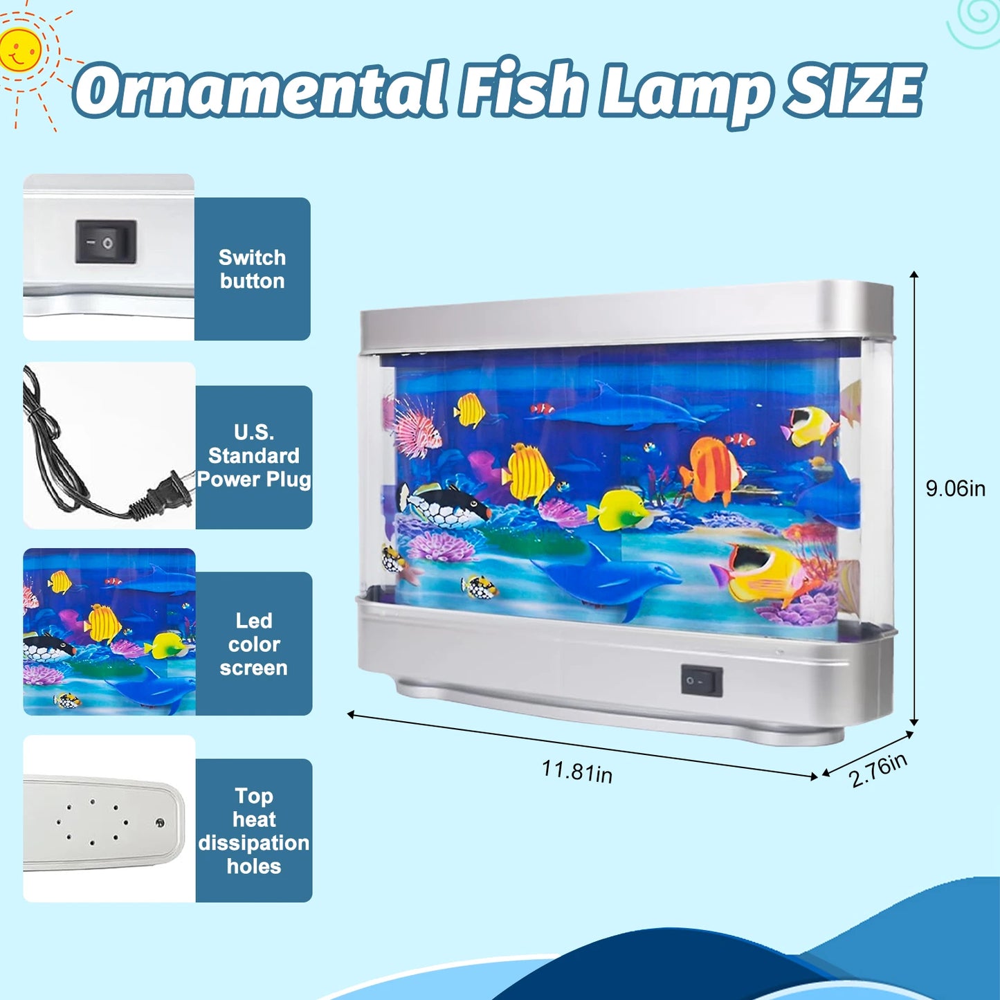 Artificial Aquarium Moving Pictures Of Fish In Tank Lamp