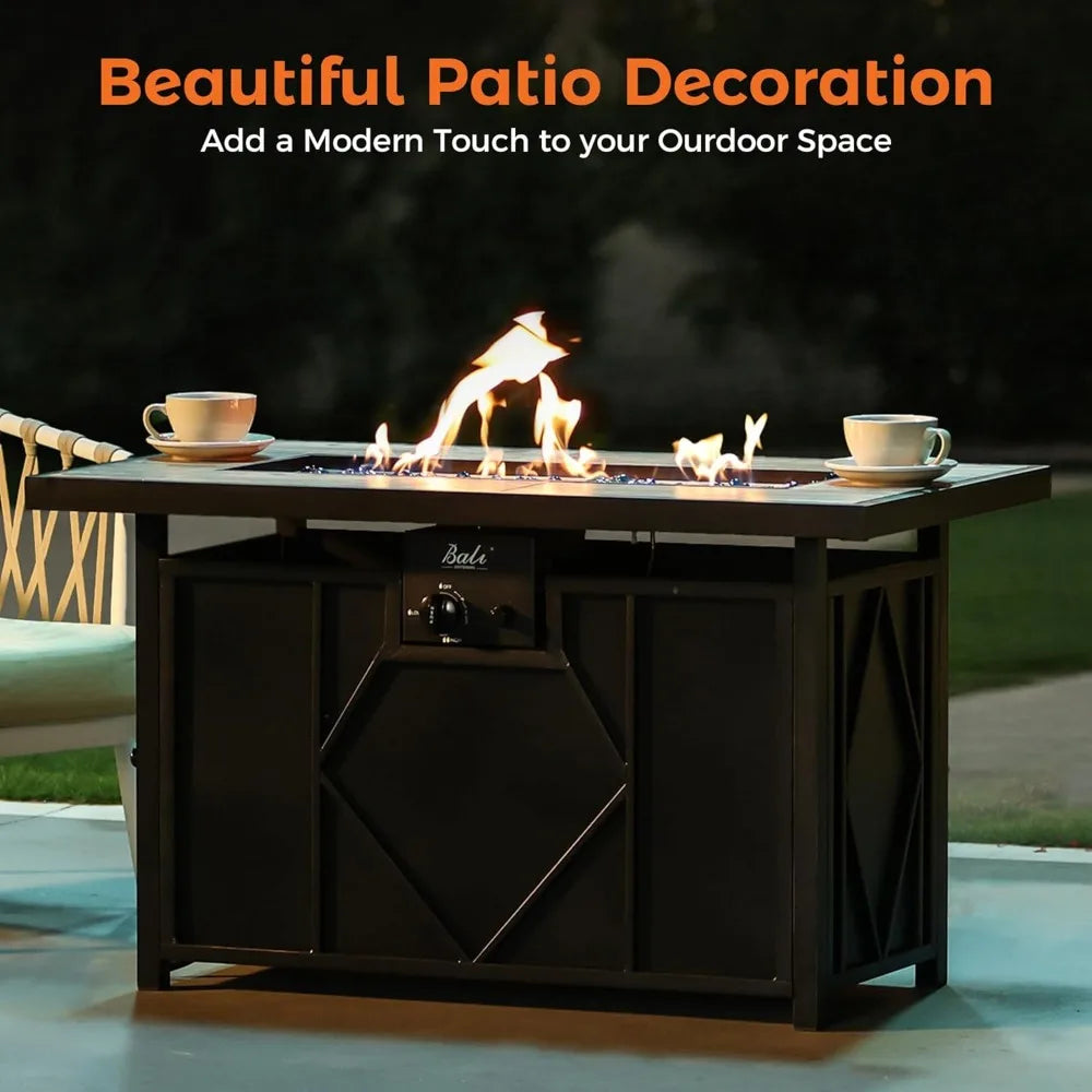 Propane Fire Pit Table 42 Inch Rectangular 60000 BTU Patio