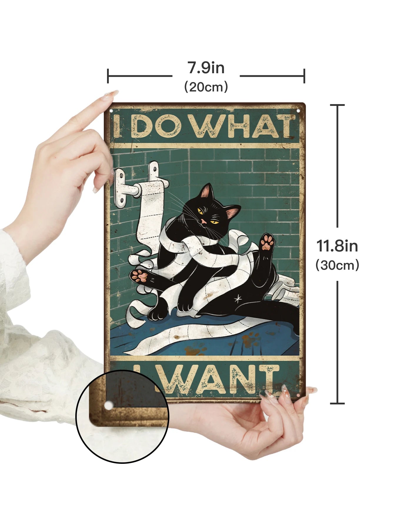 Putuo Decor Black Cat Tin Sign Poster Wall Art for Toilet Bathroom 7.8 X 11.8 Inches