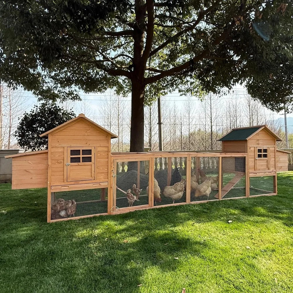 Henhouse, Outdoor Chicken Coop for 4-8 Chickens Wooden Hen Rabbit House Poultry Pet Hutch Run Cage W/Waterproof Asphalt
