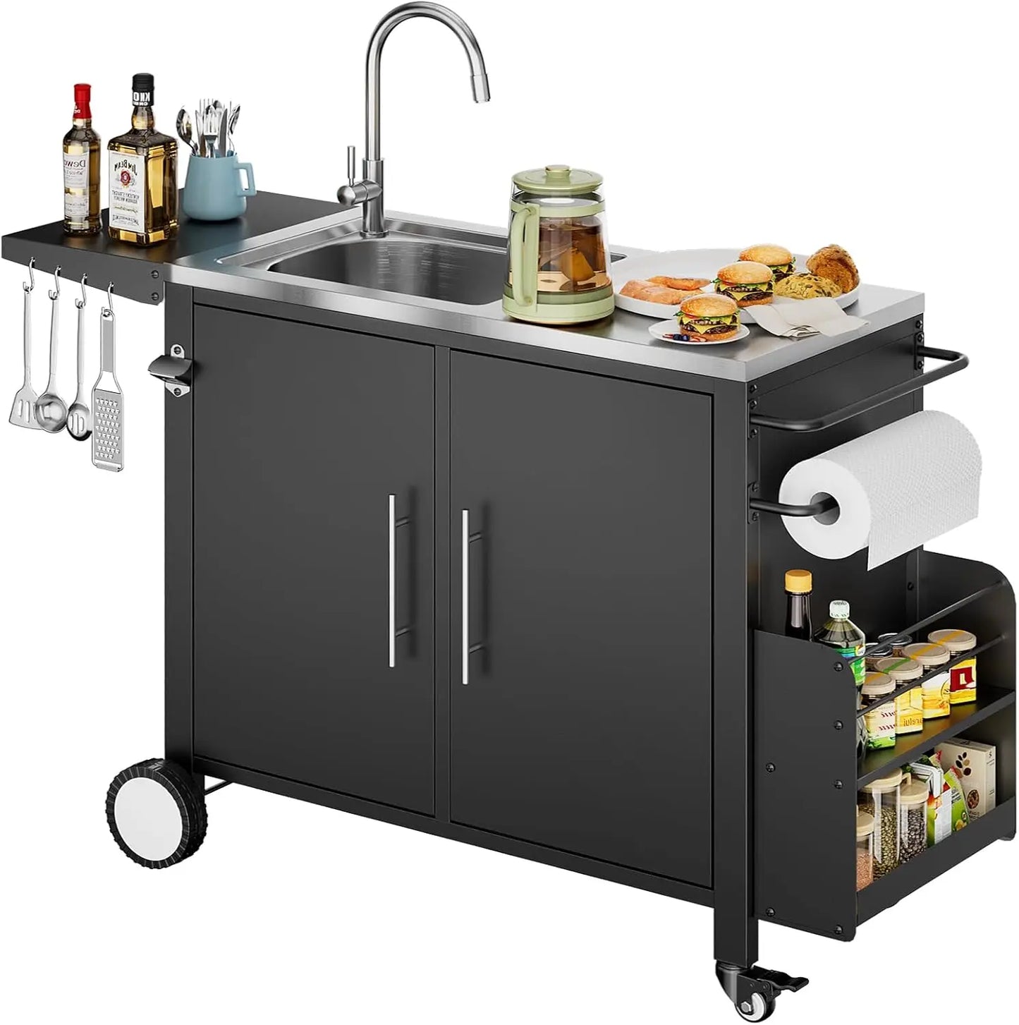 Outdoor Grill Cart With Storage Waterproof Patio Island