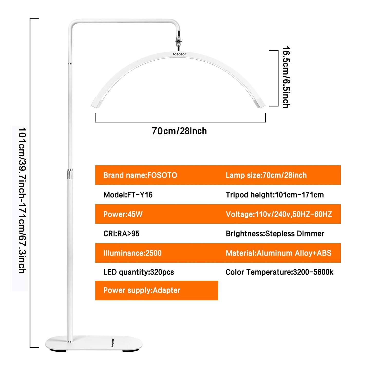 Fosoto Half Moon LED Video Light For Tattoo Eyelash Fill