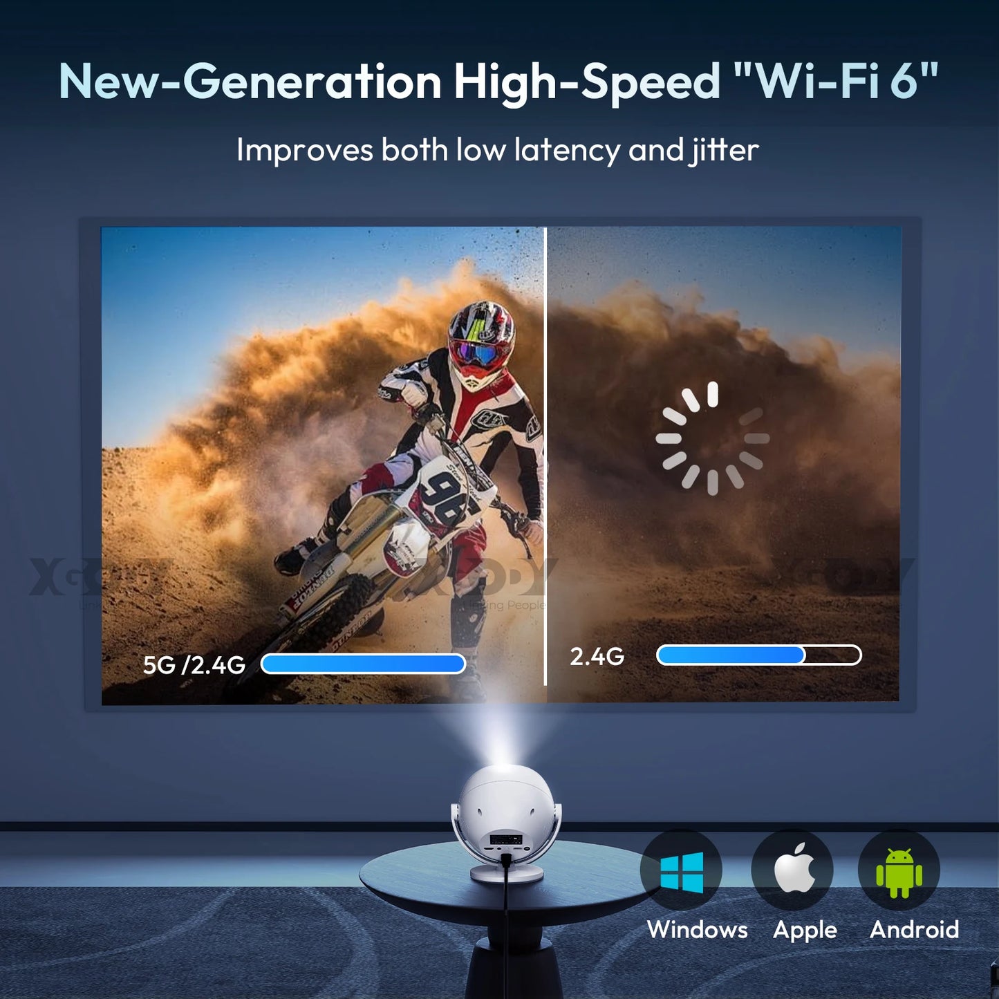 XGODY 350 ANSI 4K Portable Android Projector Home Theater