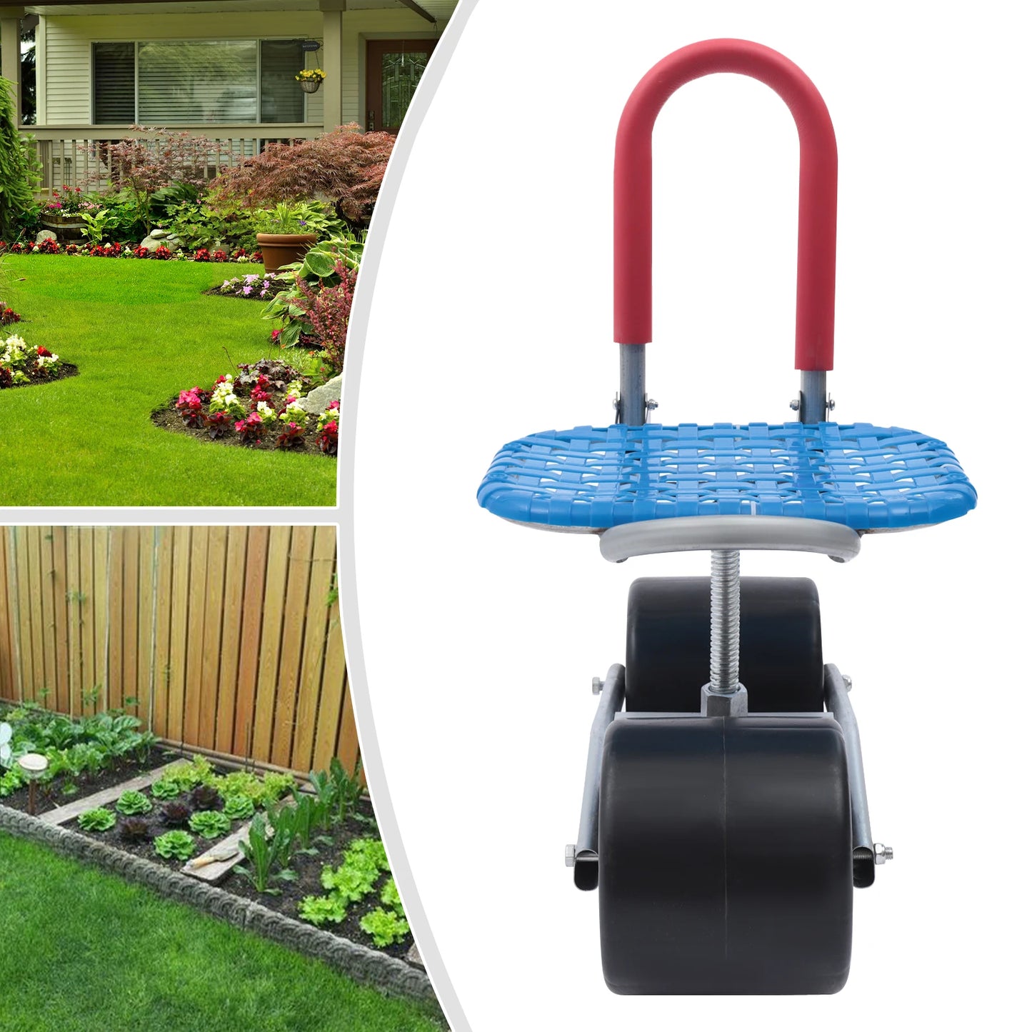 Garden Cart Rolling Stool – Rolling Garden Scooter Garden Cart Seat Wheels 360 Swivel Seat Garden Stool