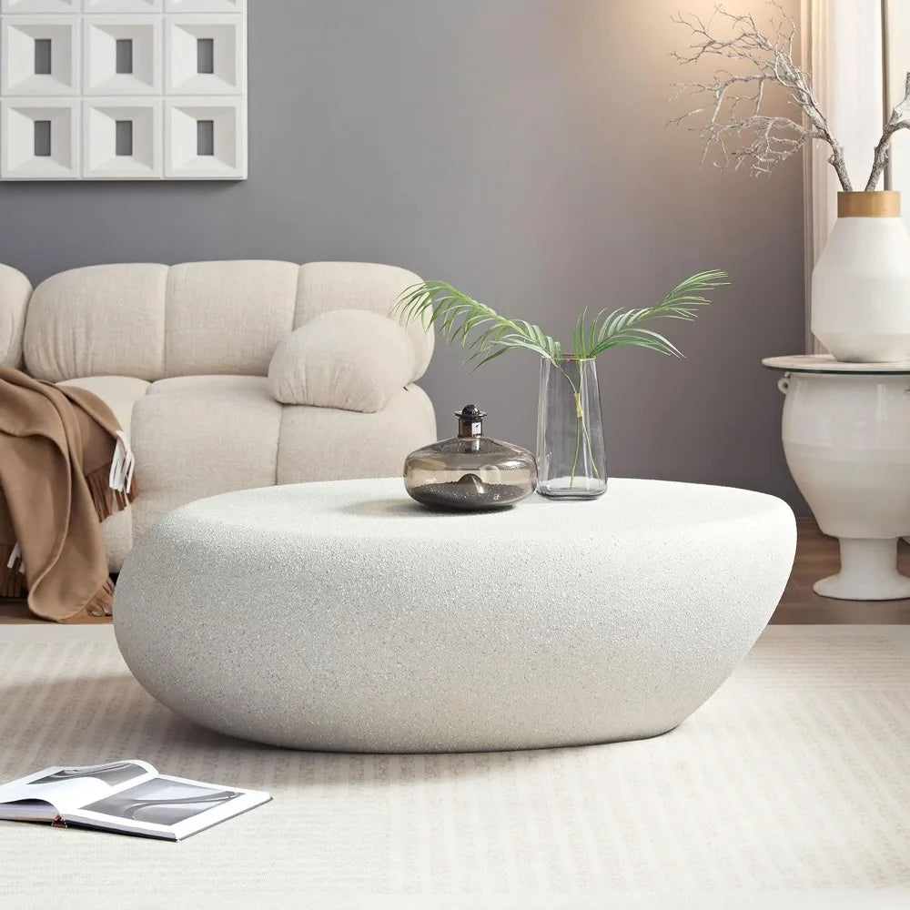 Oval Stone Coffee Table Fiberglass Center Table Outdoor