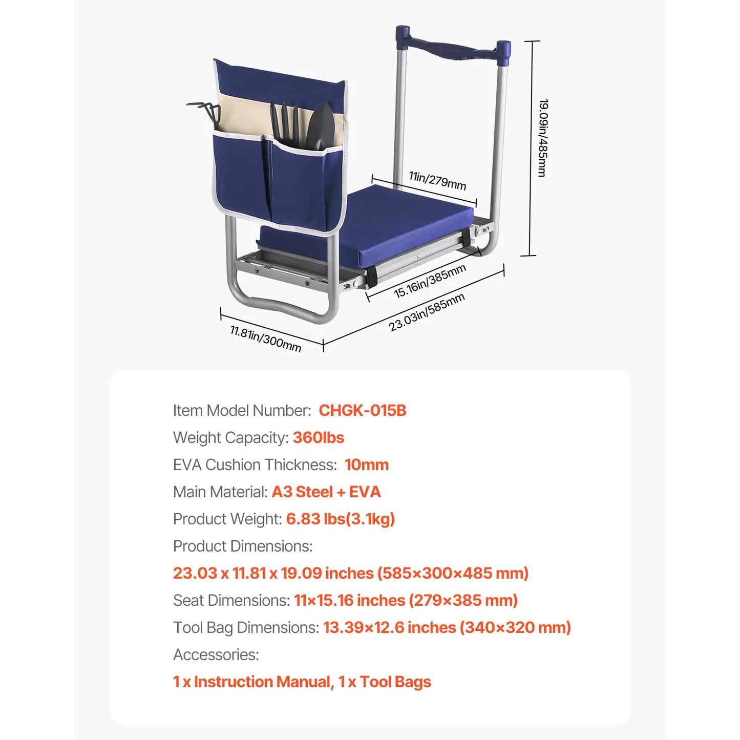 SucceBuy Garden Kneeler And Seat Folding With Tool Bag