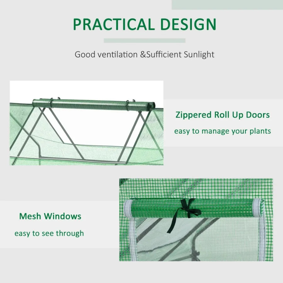 Mini Greenhouse, Small Green House, Garden Planting Shed, Outdoor Flower Planter Warm House with Zipper Windows and Door, Green