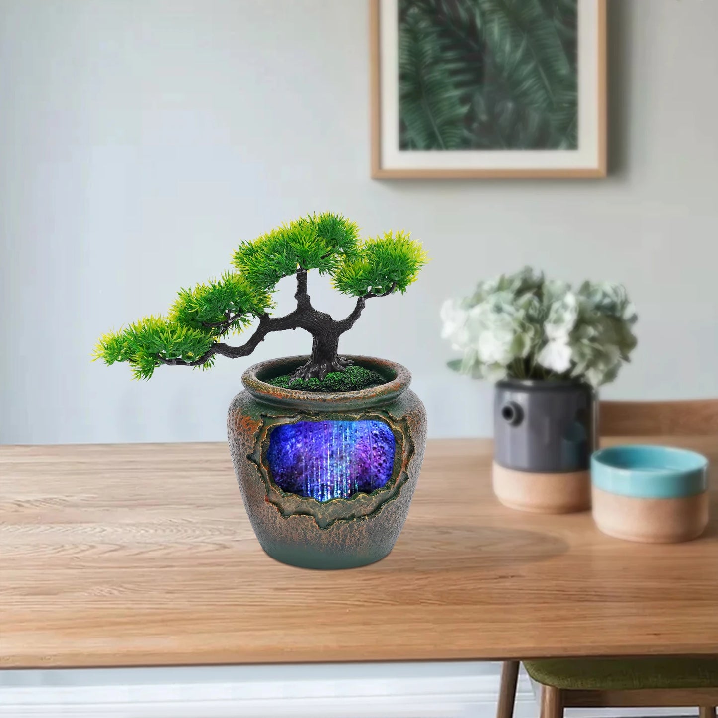 Bymaocar Insert Tree Style Desktop Art Decoration with LED Lights for Offices and Yoga Studios