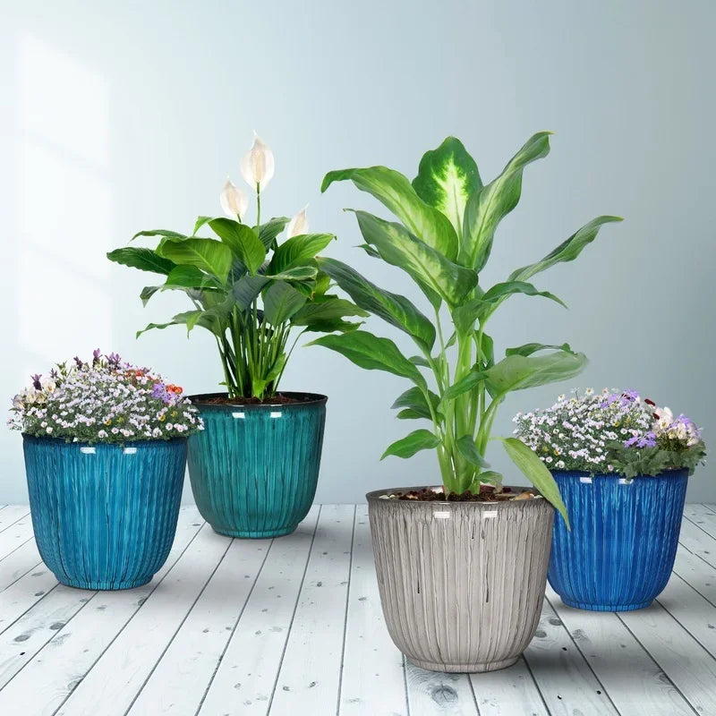 Round Planter Recycled Plastic Drainage Holes For Succulents