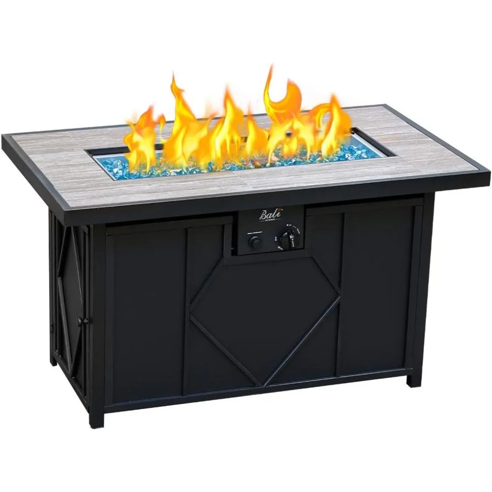 Propane Fire Pit Table 42 Inch Rectangular 60000 BTU Patio