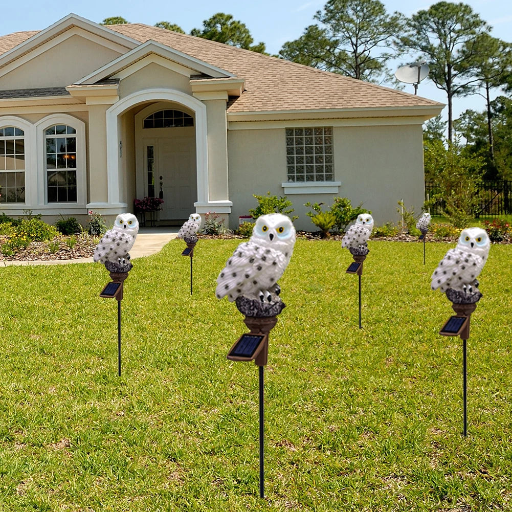 Solar LED Lights Outdoor Decorative Lawn Stake Owl Yard Art Garden Decor Solar Energy Powered Waterproof Outdoor Light