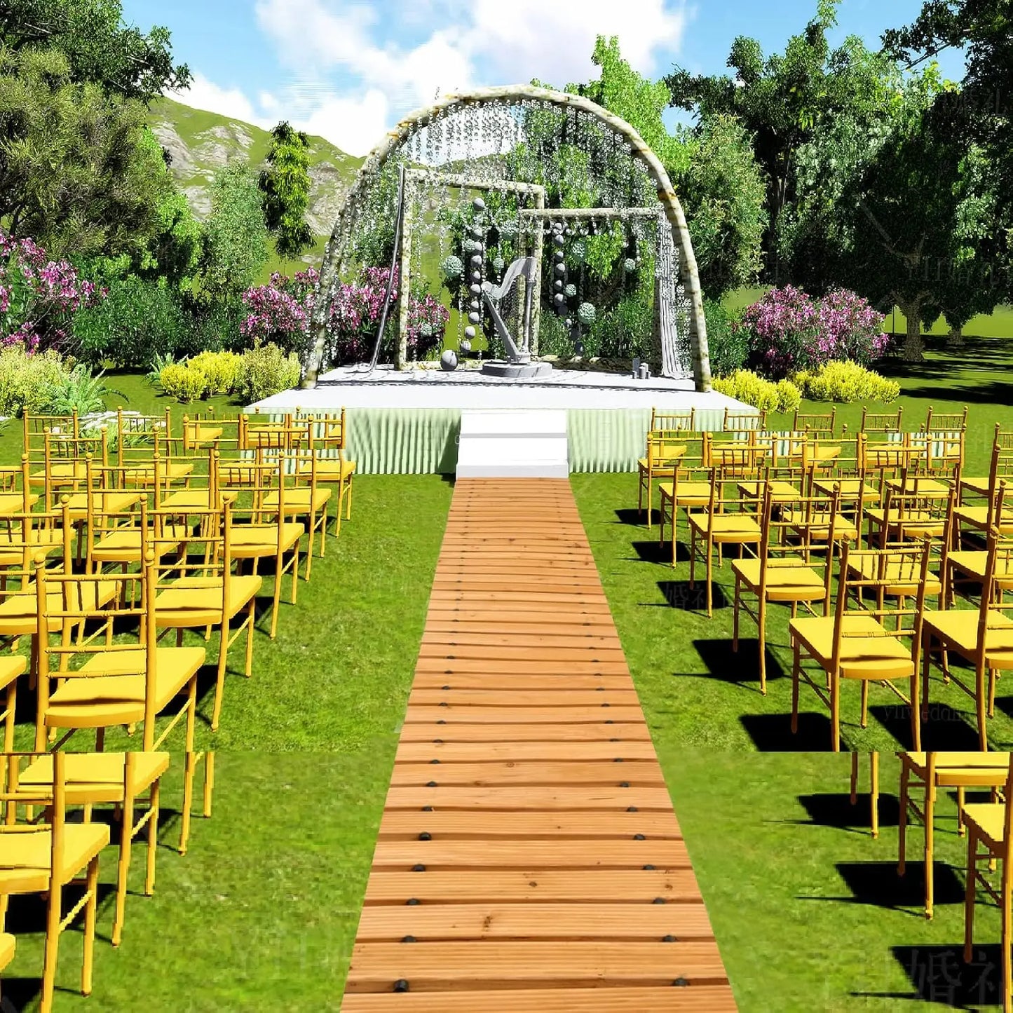 10FT Wooden Garden Pathway Outdoor Roll Out Decorative Walkway Hardwood Non-Slip Weather-Resistant