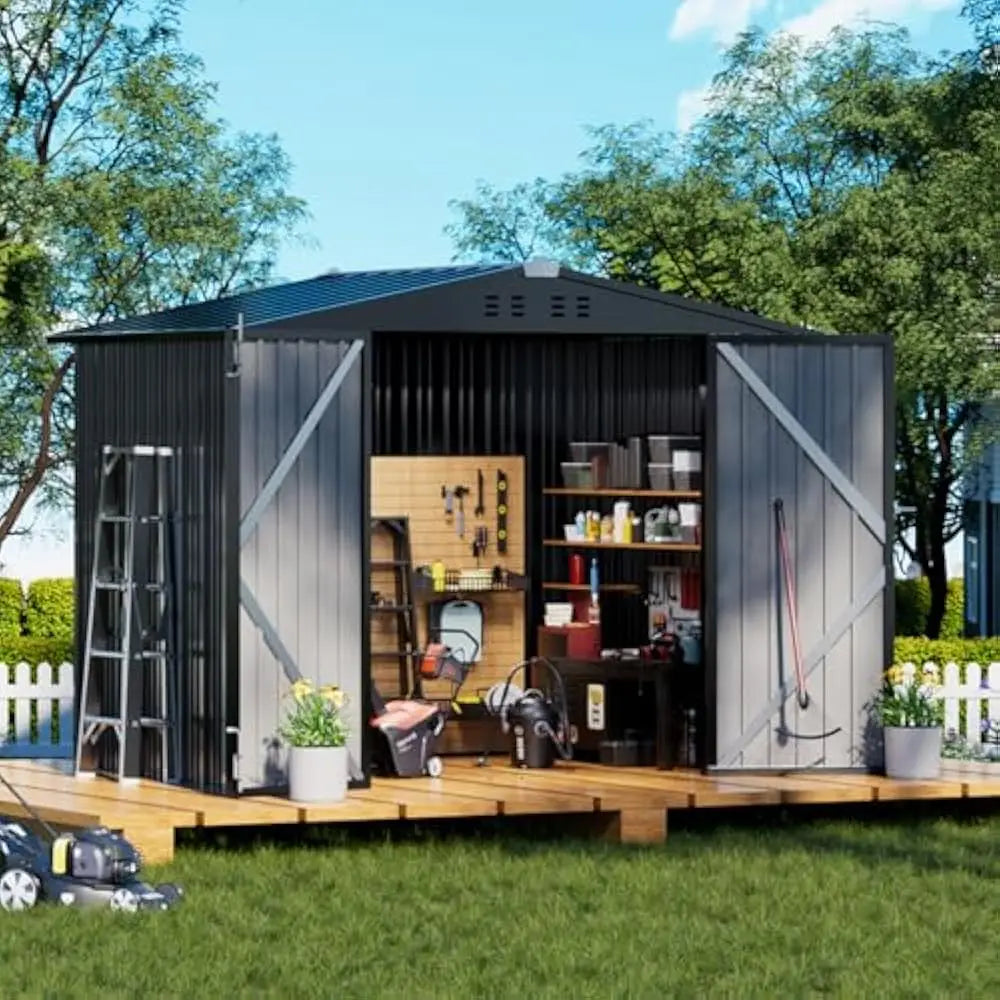 Metal Garden Shed 6x4 Outdoor Storage With Lockable Doors