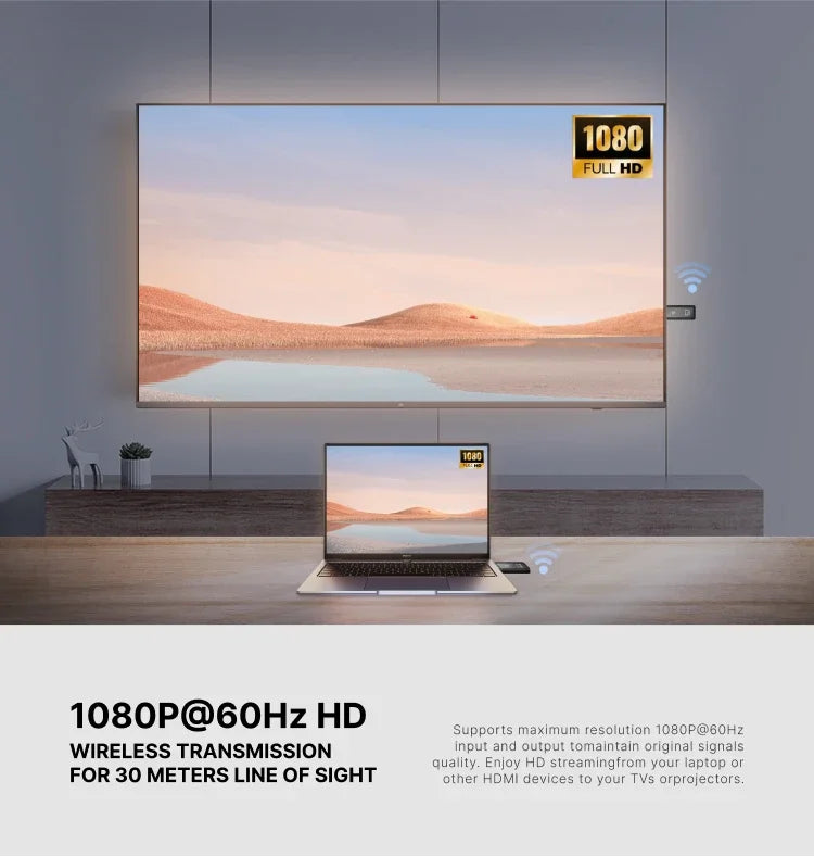 Portable Wireless HDMI Transmitter And Receiver 98ft 1080P