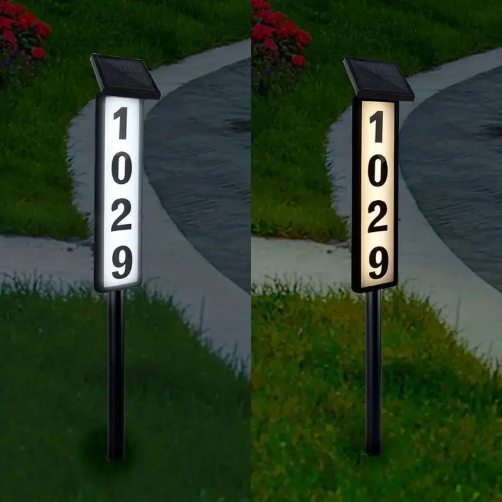 1 pc Solar Light Powered House Number, Address Sign With Lighting, Pole Mount, Smart Light Control 400mah