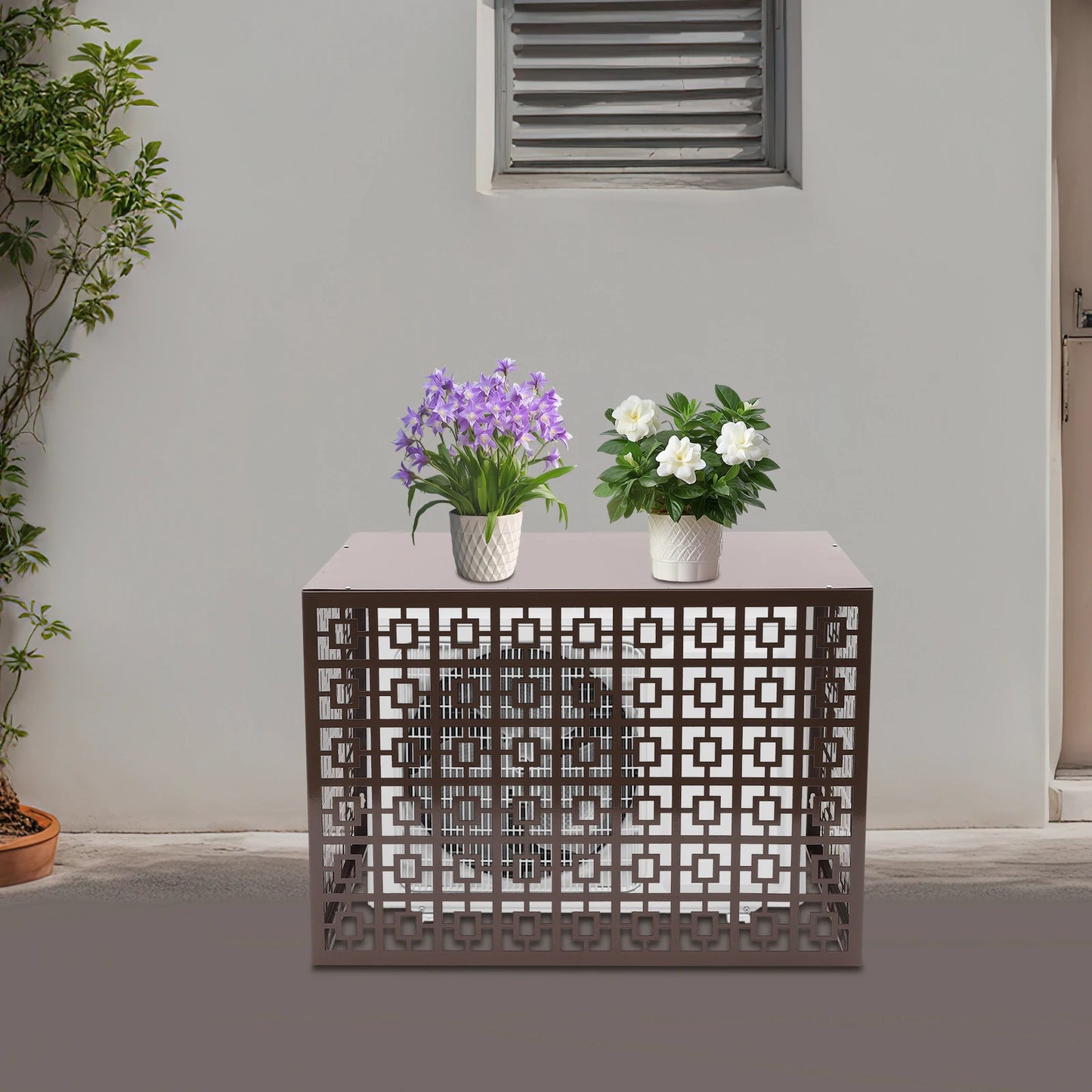 Freestanding Air Conditioner Fence Privacy Fence Panels With Planter Box For Outdoor AC Unit Trash Enclosure And Pool Equipment