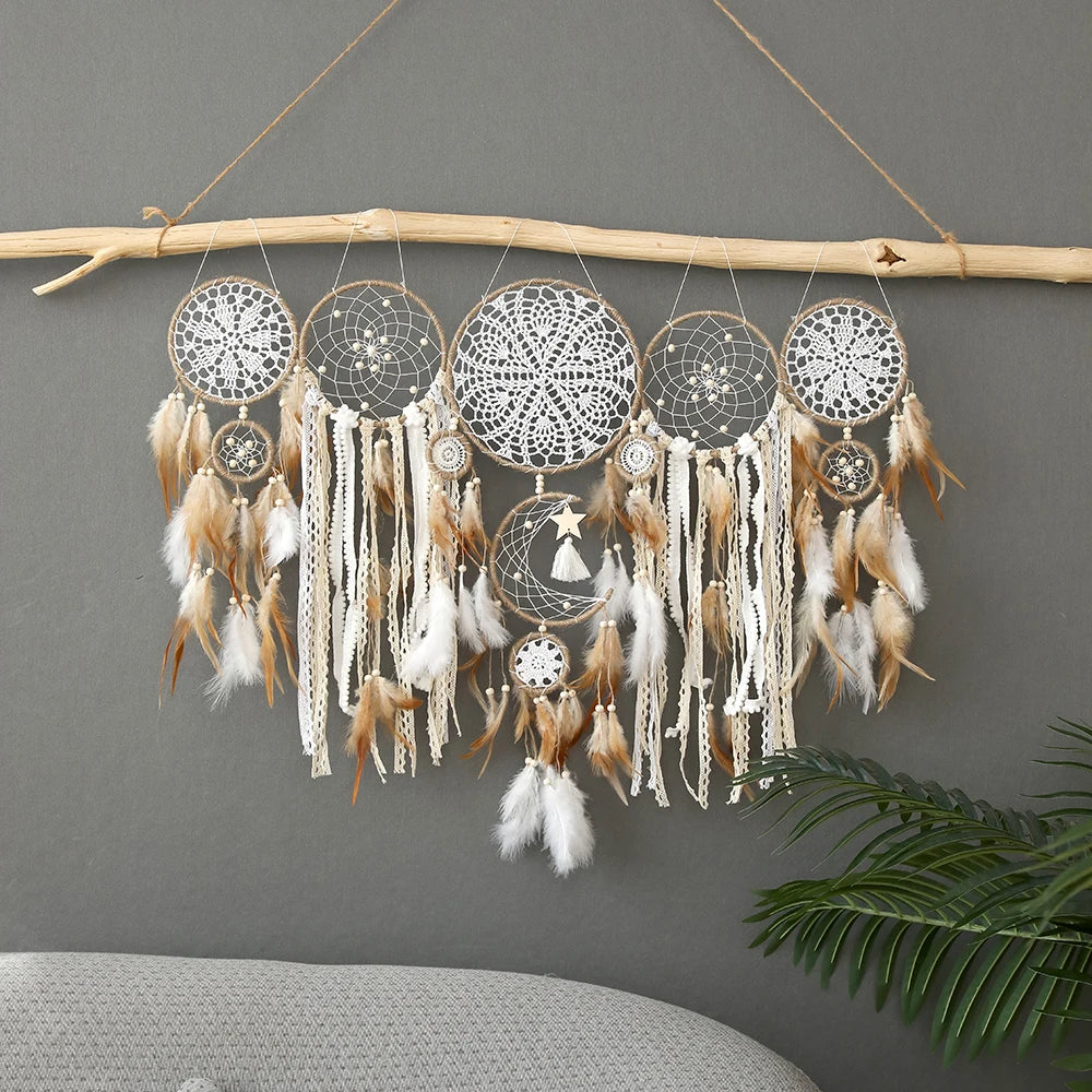 5pcs Bohemian Dreamcatcher Set Large Wall Hanging for Bedroom Wedding Christmas Decor Pretty Decorative Ornaments
