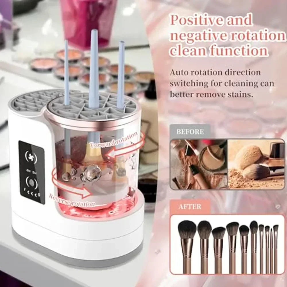 3 in 1 Electric Makeup Brush Cleaner with Brush Dryer-Portable Automatic USB Cosmetic Brush Cleaning Tool