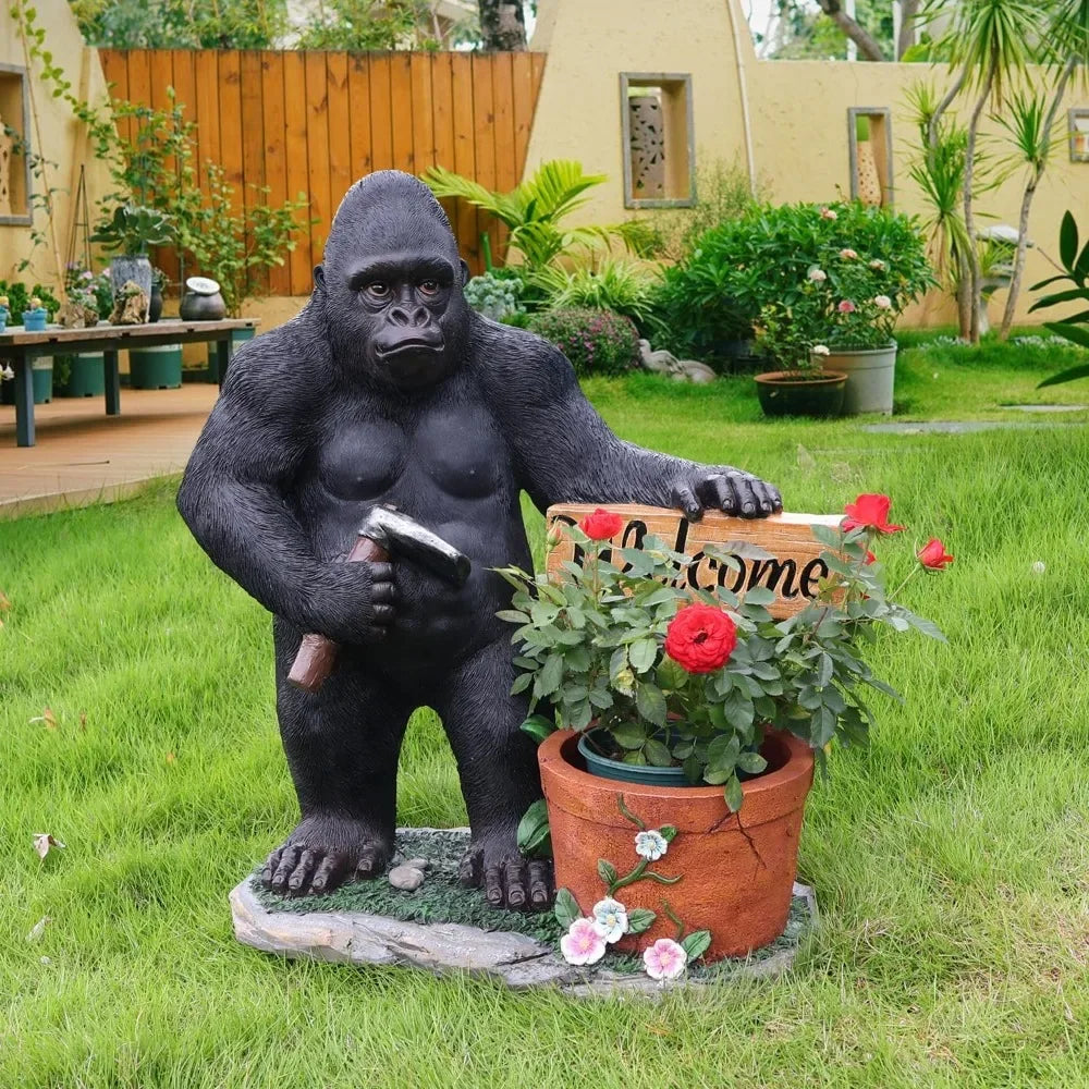Unique Statues Planter Gorilla Statue - Gorilla Flower Pot Kingkong Garden Sculptures Animal Landscaping Ornament