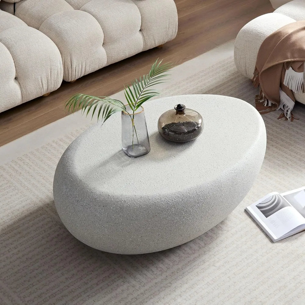 Oval Stone Coffee Table Fiberglass Center Table Outdoor