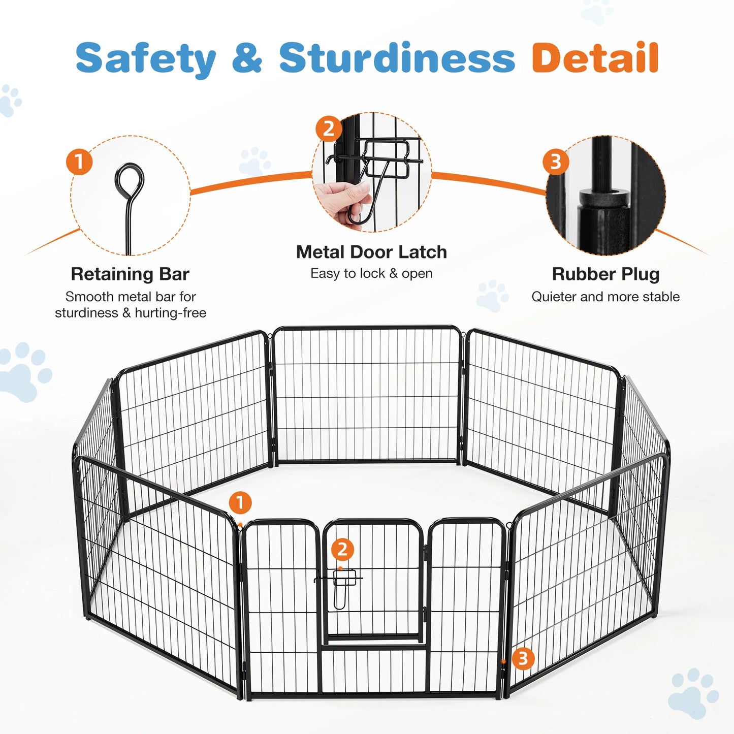JHK 8 Panel Dog Playpen Indoor Pet Fence Exercise for Yard Gate Heavy Duty Crates