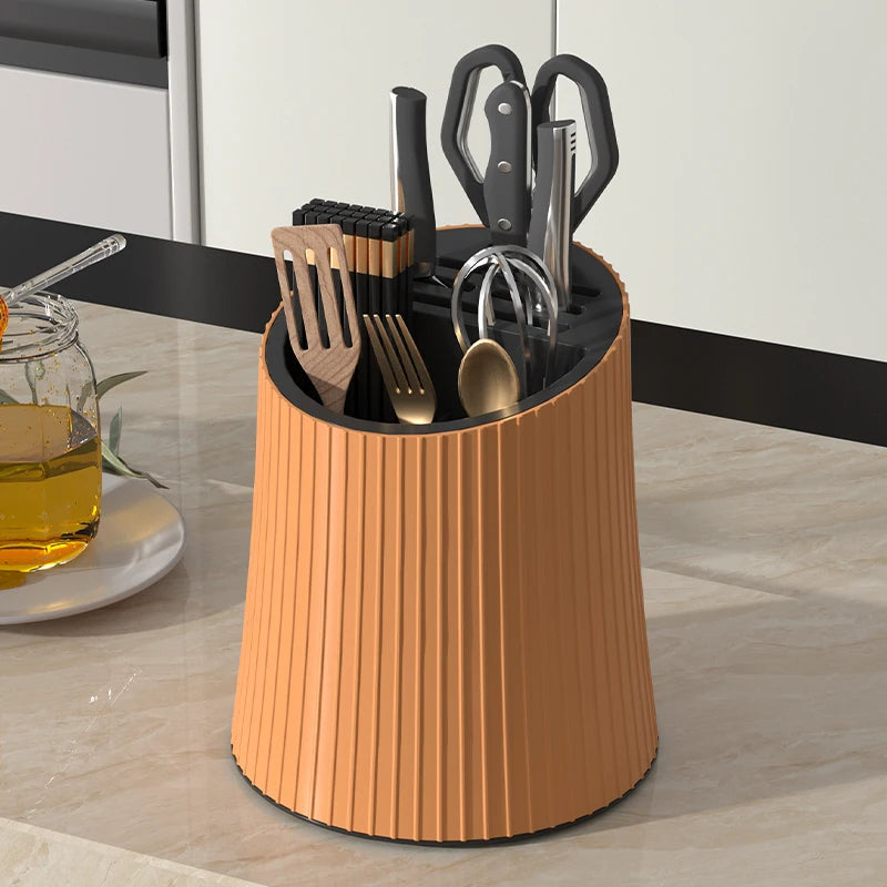 360 Degree Rotate Utensil Holder With Drainage Countertop