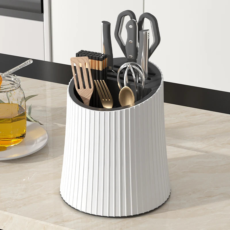 360 Degree Rotate Utensil Holder With Drainage Countertop