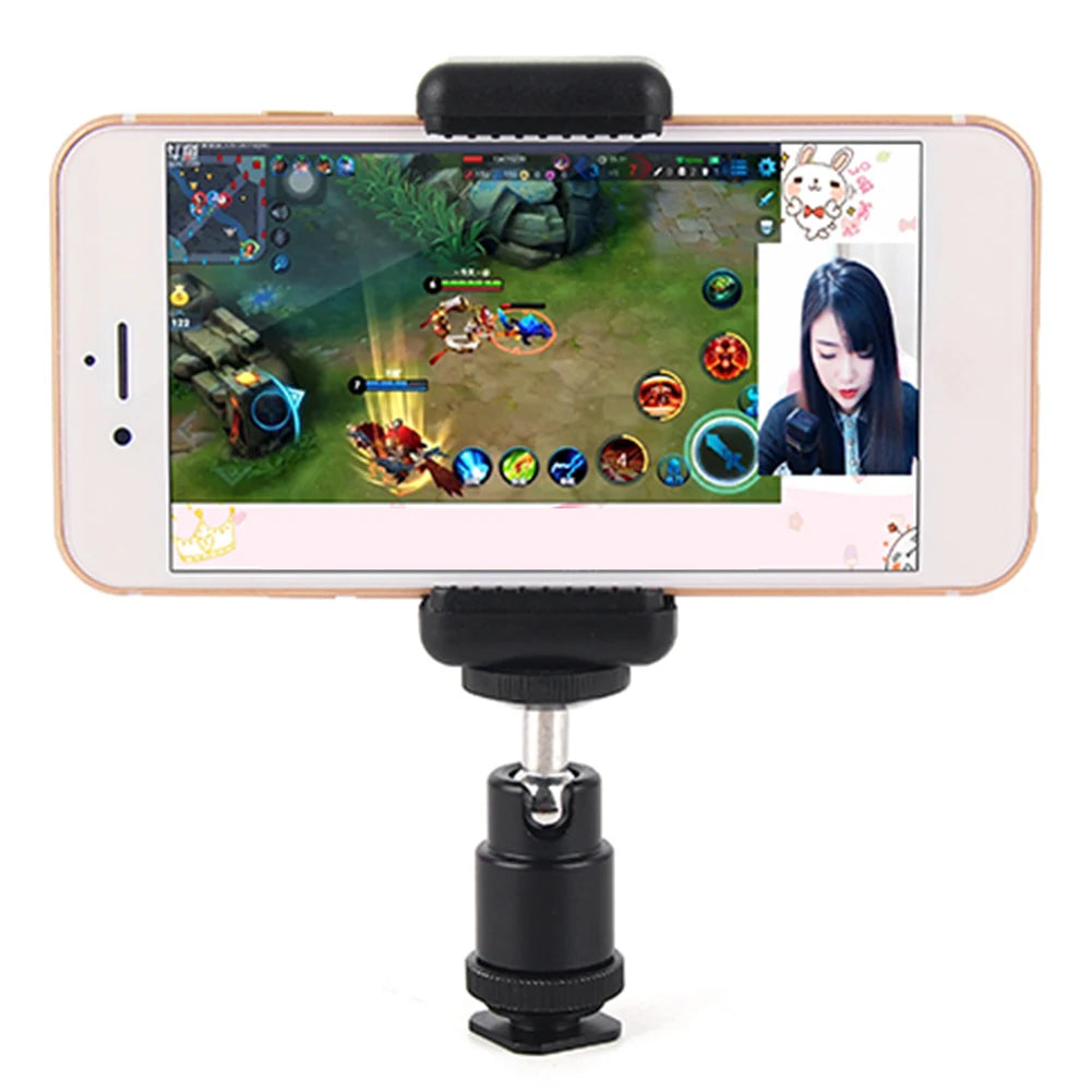 Mobile Phone Clip Holder 360 Ball Head Hot Shoe Mount