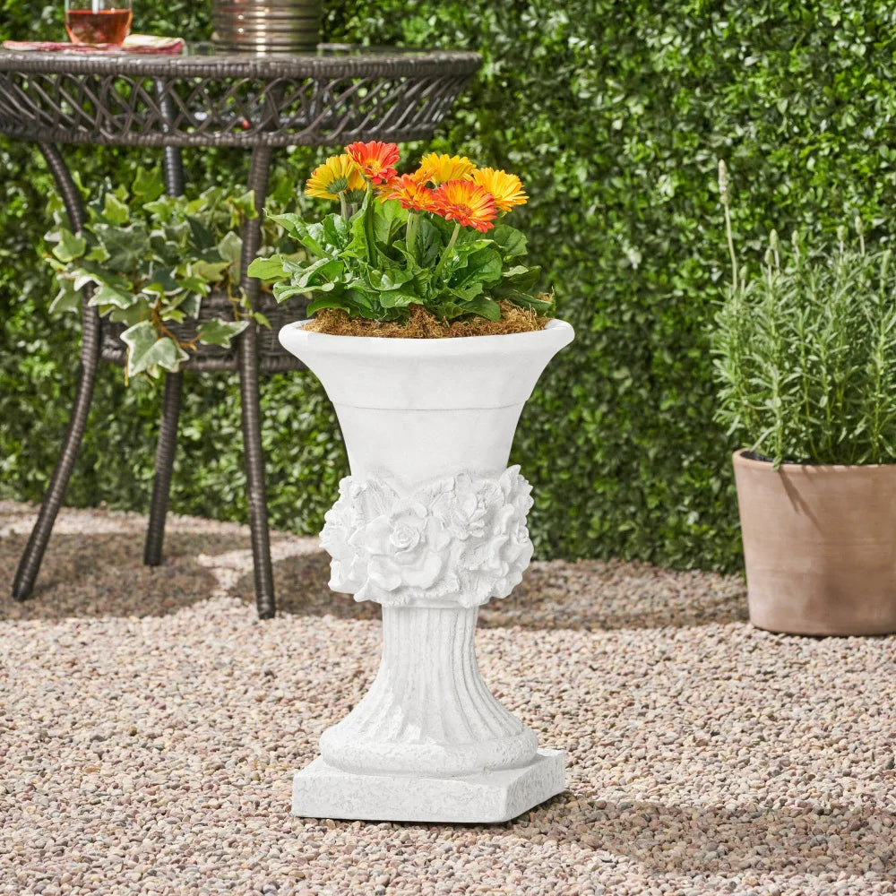Antique White Garden Outdoor Urn Planter Magnesium Oxide