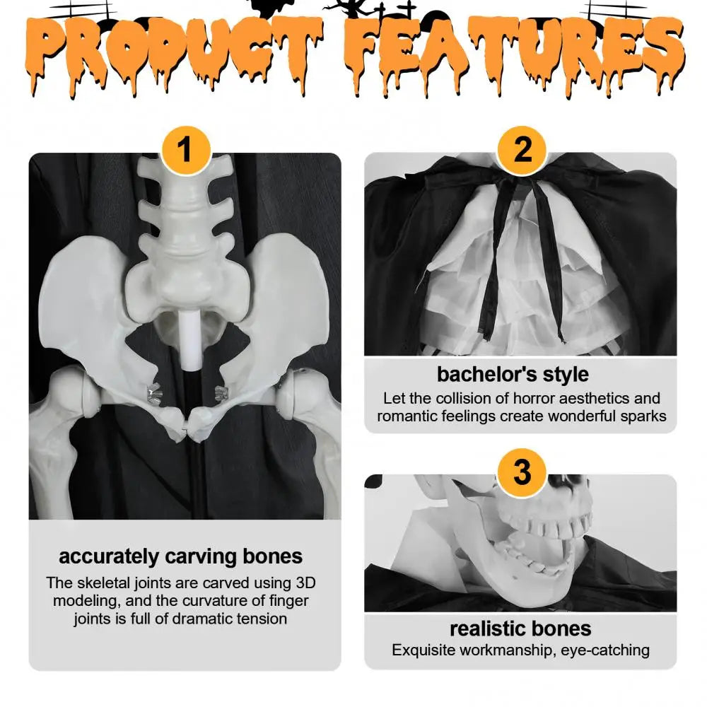 65 Inch Halloween Bride Groom Skeleton With Movable Joints
