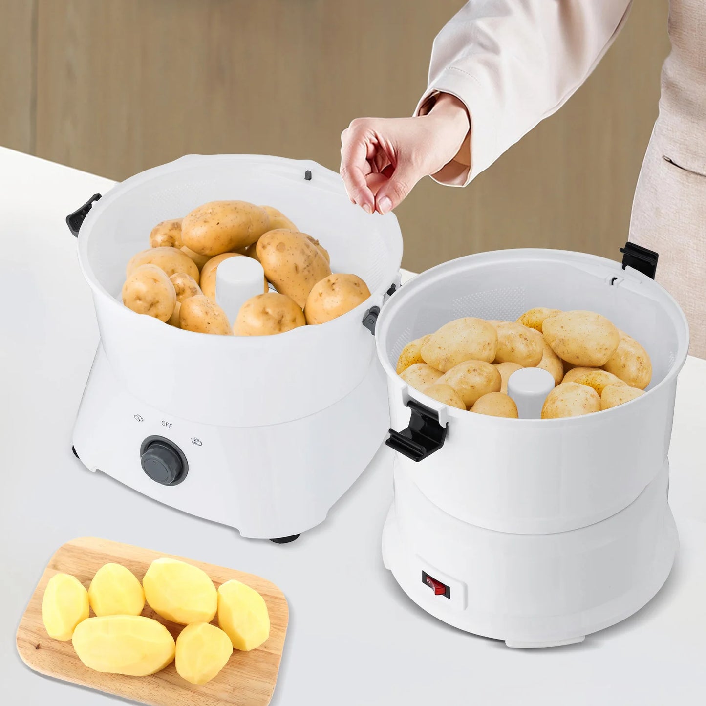 85W Electric Potato Peeler One Button Drive Spinner