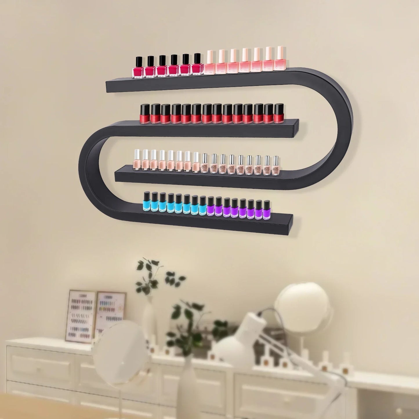 Nail Polish Bottle Display Rack, U-Shaped Essential Oil Perfume Storage Rack, Multifunctional Hanging for Salon Beauty Nail Shop