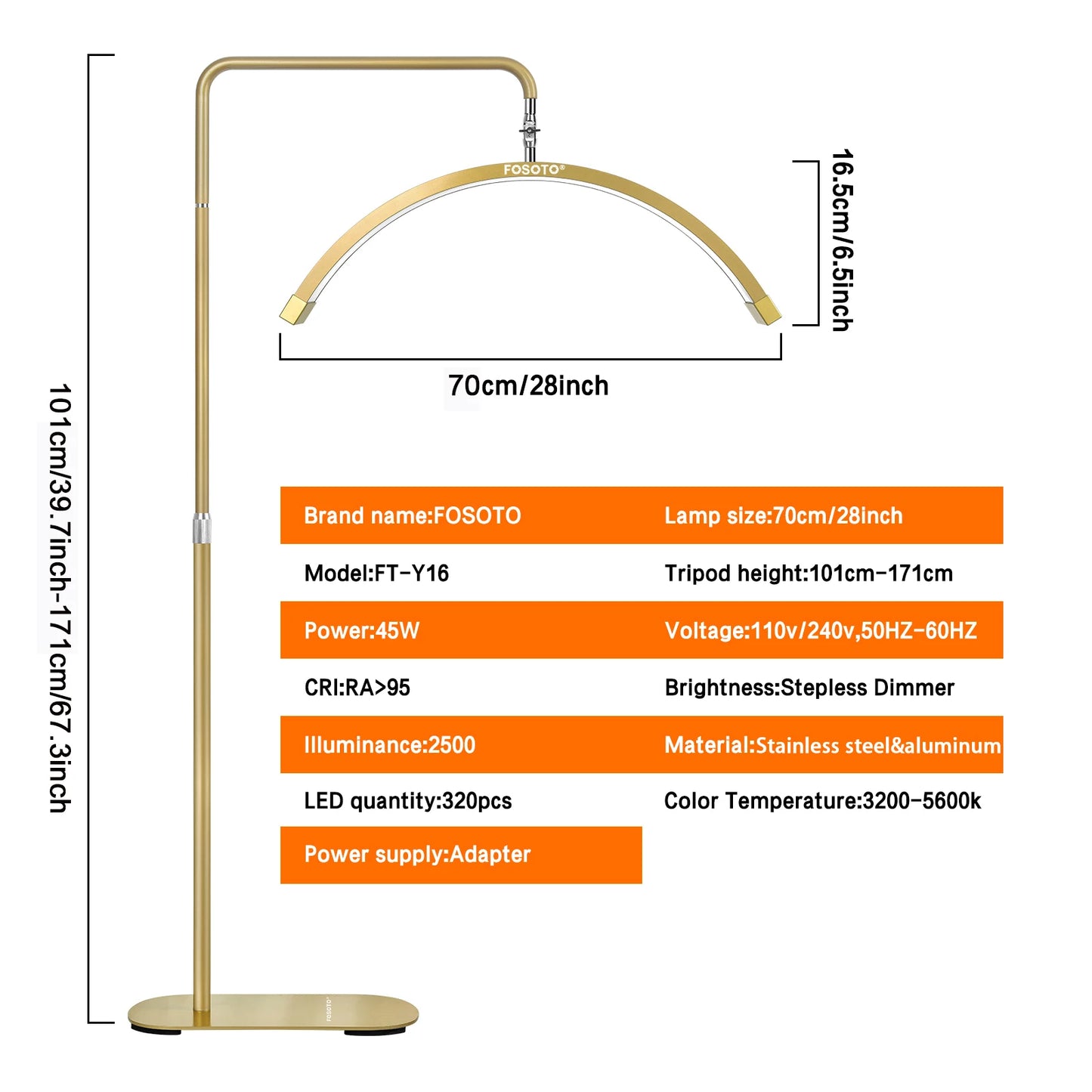 Fosoto Half Moon LED Video Light For Tattoo Eyelash Fill