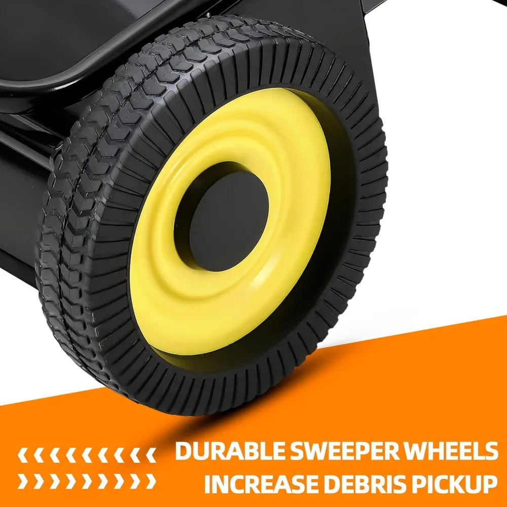 Tow Behind Lawn Sweeper 44 Inch, Large Capacity Heavy Duty Leaf & Grass Collector with Adjustable Sweeping Height, Dumping Rope