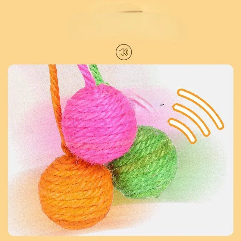 Pet Cat Hanging Sisal Ball Bite-resistant Wear-resistant Jute Twine Rope Pet Supplies for Relieve Boredom Chewing Scratching Toy