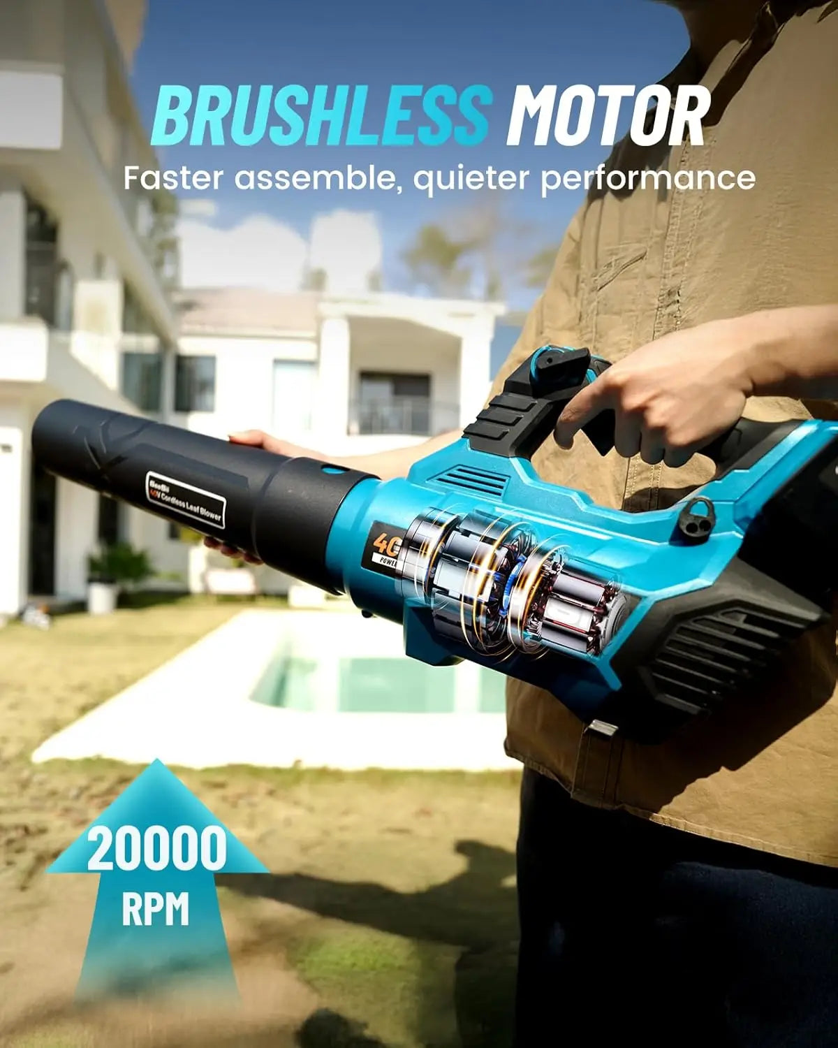 Seesii 40V Leaf Blower 2x5200mAh Battery 680 CFM Brushless