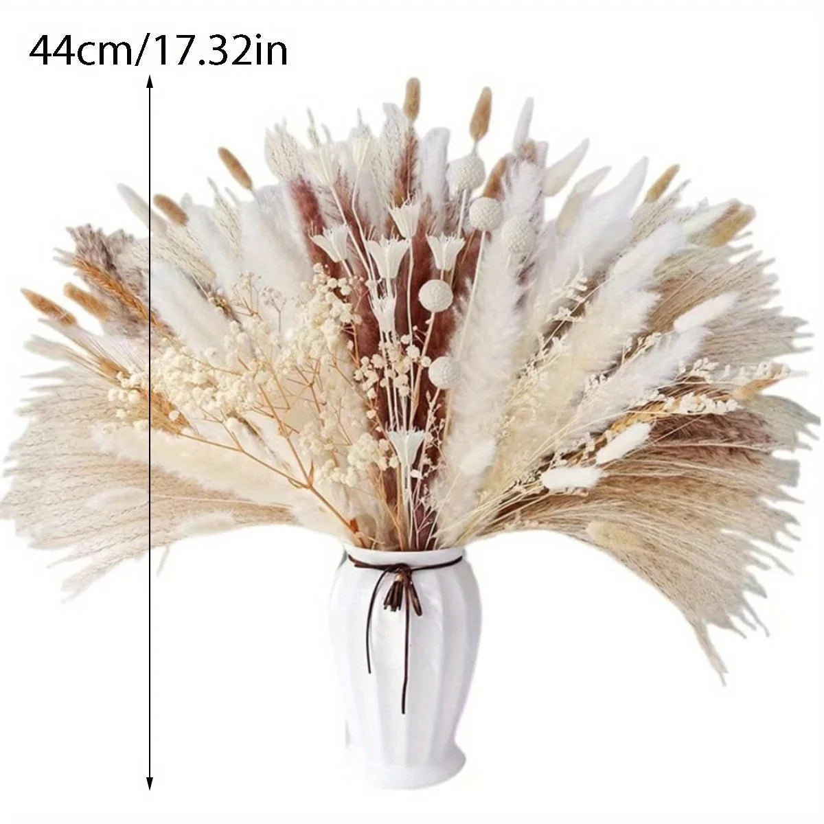 109Pcs Natural Dried Pampas Grass Bouquet with Bunny Tails Dried Flowers Pompas for Boho Home Decor, Wedding Floral