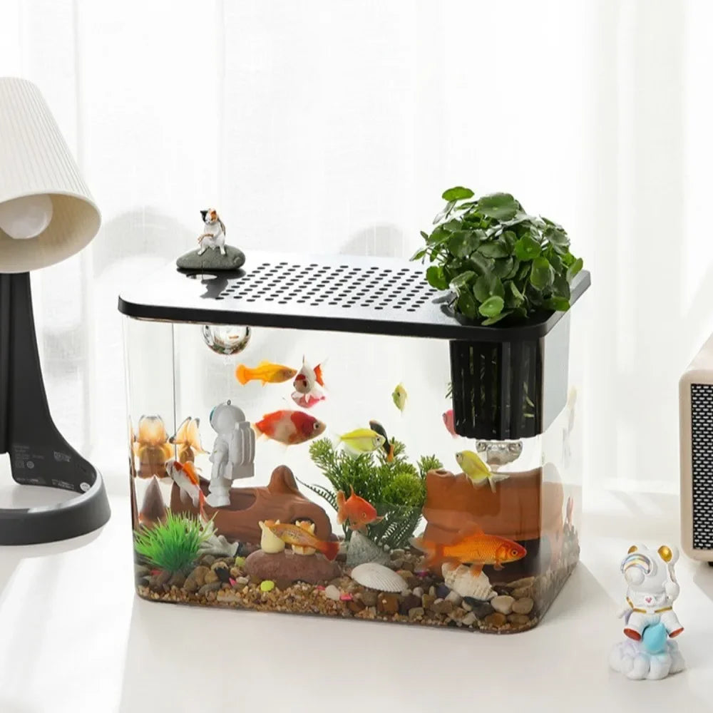 PET ABS Transparent Aquarium Tank With Lid For Fish Turtle