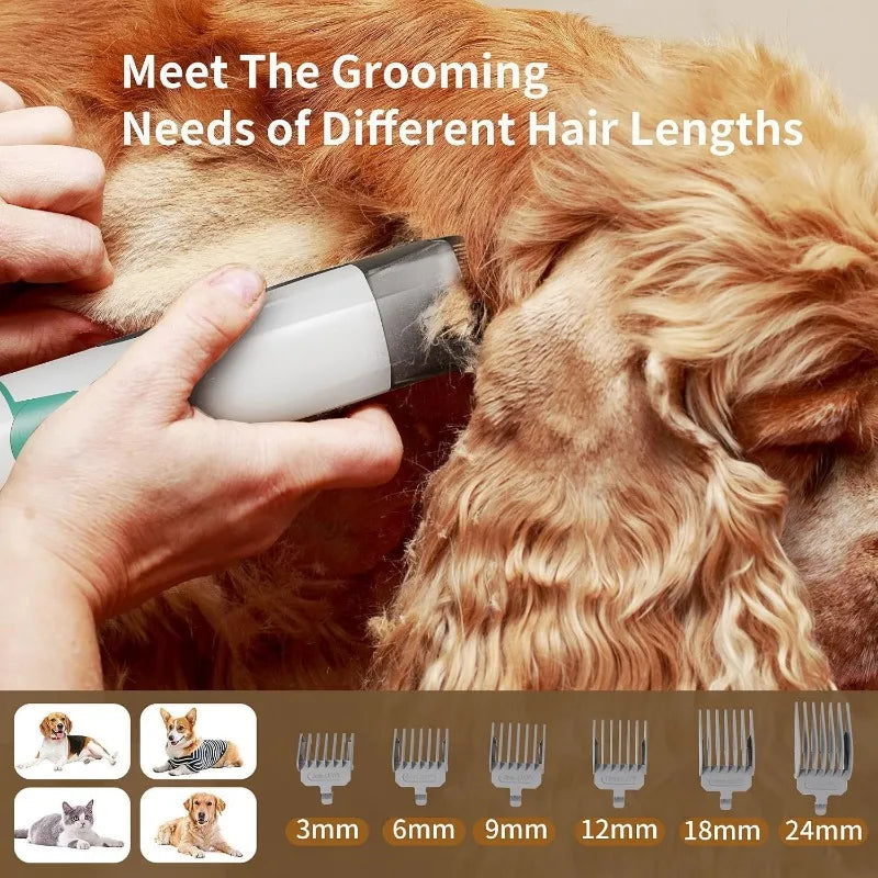 Vacuum with Pet Clipper Nail Grinder, Dog Hair Vacuum with 6 Pet Grooming Tools for Dogs Cats She