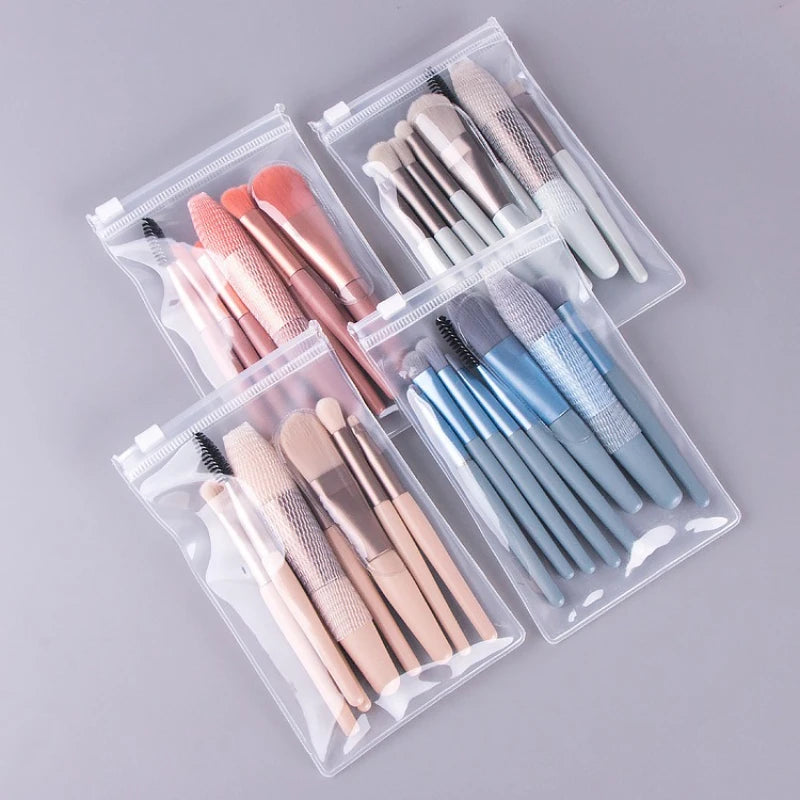 8 Piece Foundation Macaron Makeup Brush Set Concealer Blush