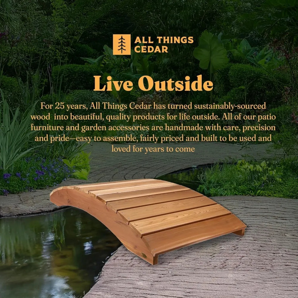All Things Cedar Wooden Bridge, Outdoor Garden Walkway for Backyard Ponds, 6', Natural