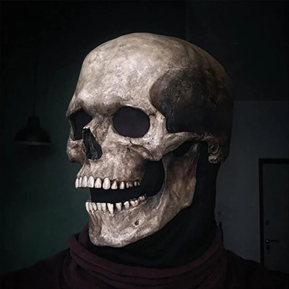 Halloween Full Head Skull Mask Movable Mouth Horror Helmet