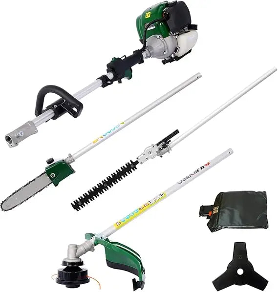 Hedge Trimmer, 4 in 1 Multi-Functional Trimming Tool, 52CC 2-Cycle Garden Tool System with Gas Pole Saw, Hedge Trimmer, Grass T