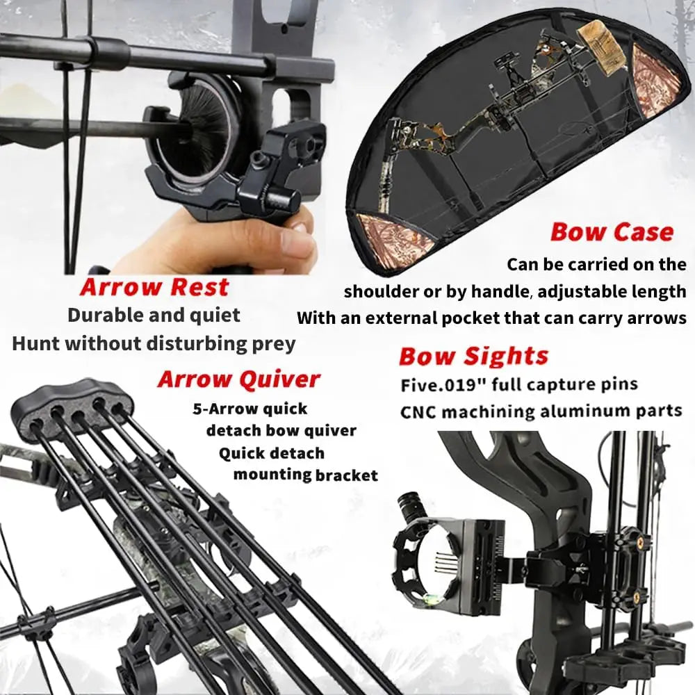 Archery Hunting Compound Bow Kit RTH 30-70 LBS Draw Length 23.5\\"-31\\", IBO 325FPS, Target Shooting Bow with Accessories for B